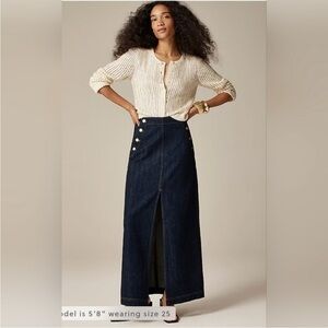 J. Crew Denim sailor maxi skirt Size 30 NWT